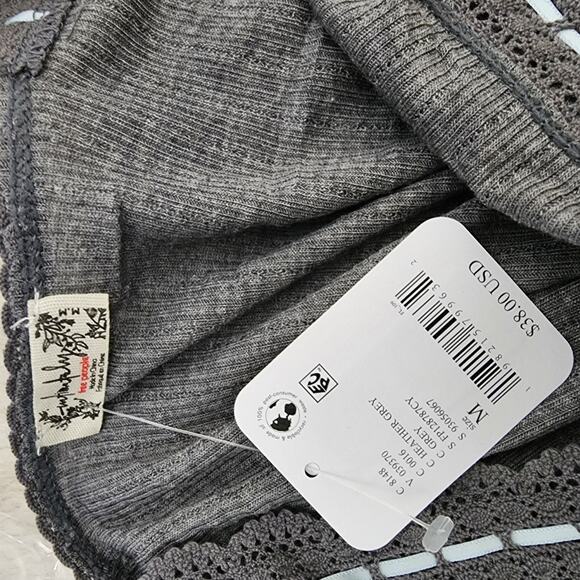 NEW Free People Only You Gray Cotton Ribbed Tank Top with Lace Trim - Picture 11 of 11